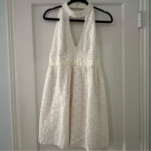 Anthropologie Anna Sui Halter Eyelet Dress Size 10 Cream